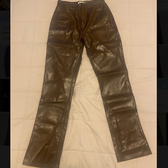 American Tall Faux Leather Straight Leg Pants for Tall Women in Espresso Size 29 - Picture 5 of 5